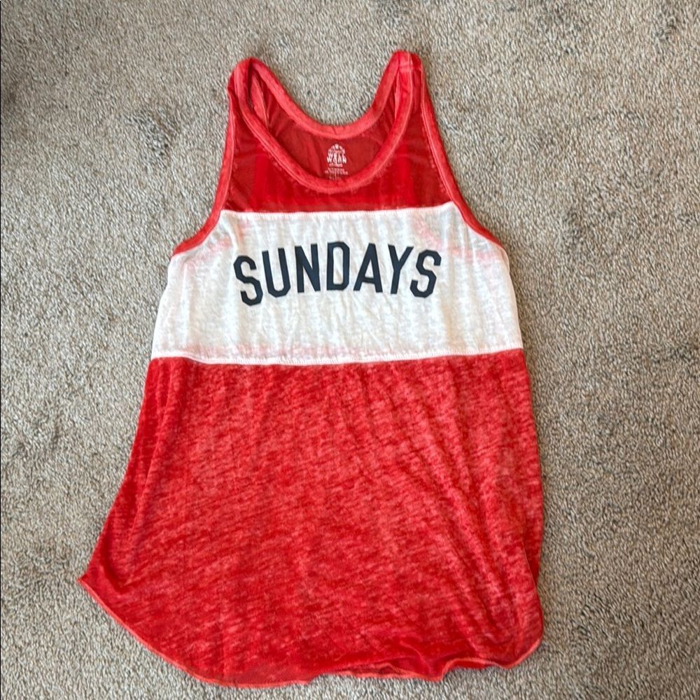 Sundays Red and White Burnout Tank Top - Large